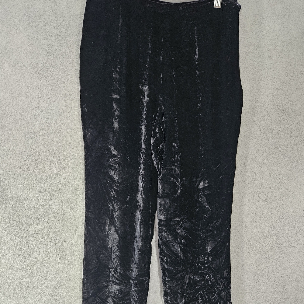 Silkland Petite 8P Black Velvet Silk Blend Pants Trousers Pullup Velour
